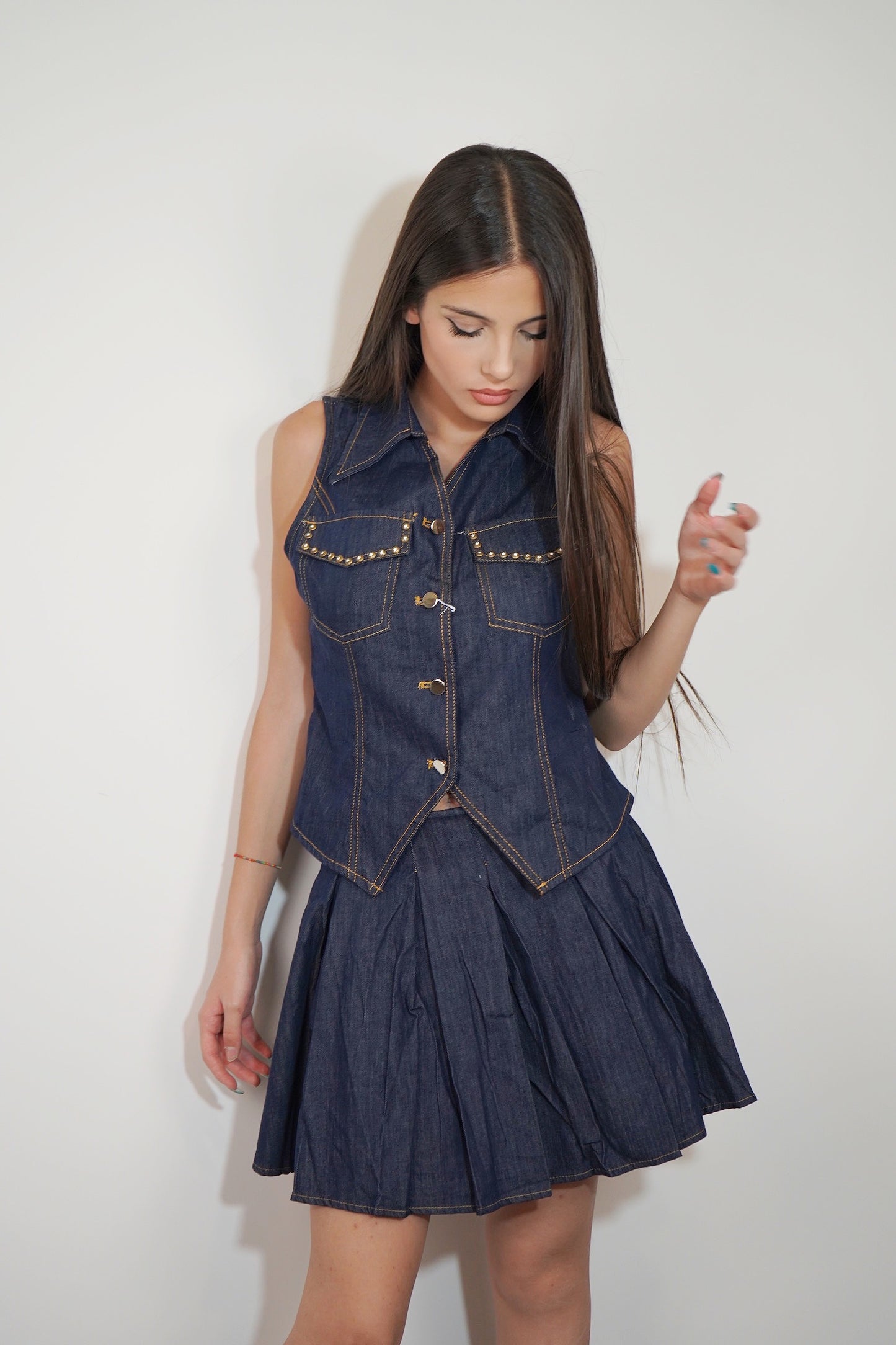 My Secrets - Coordinato denim fyona ( gilet + gonna)