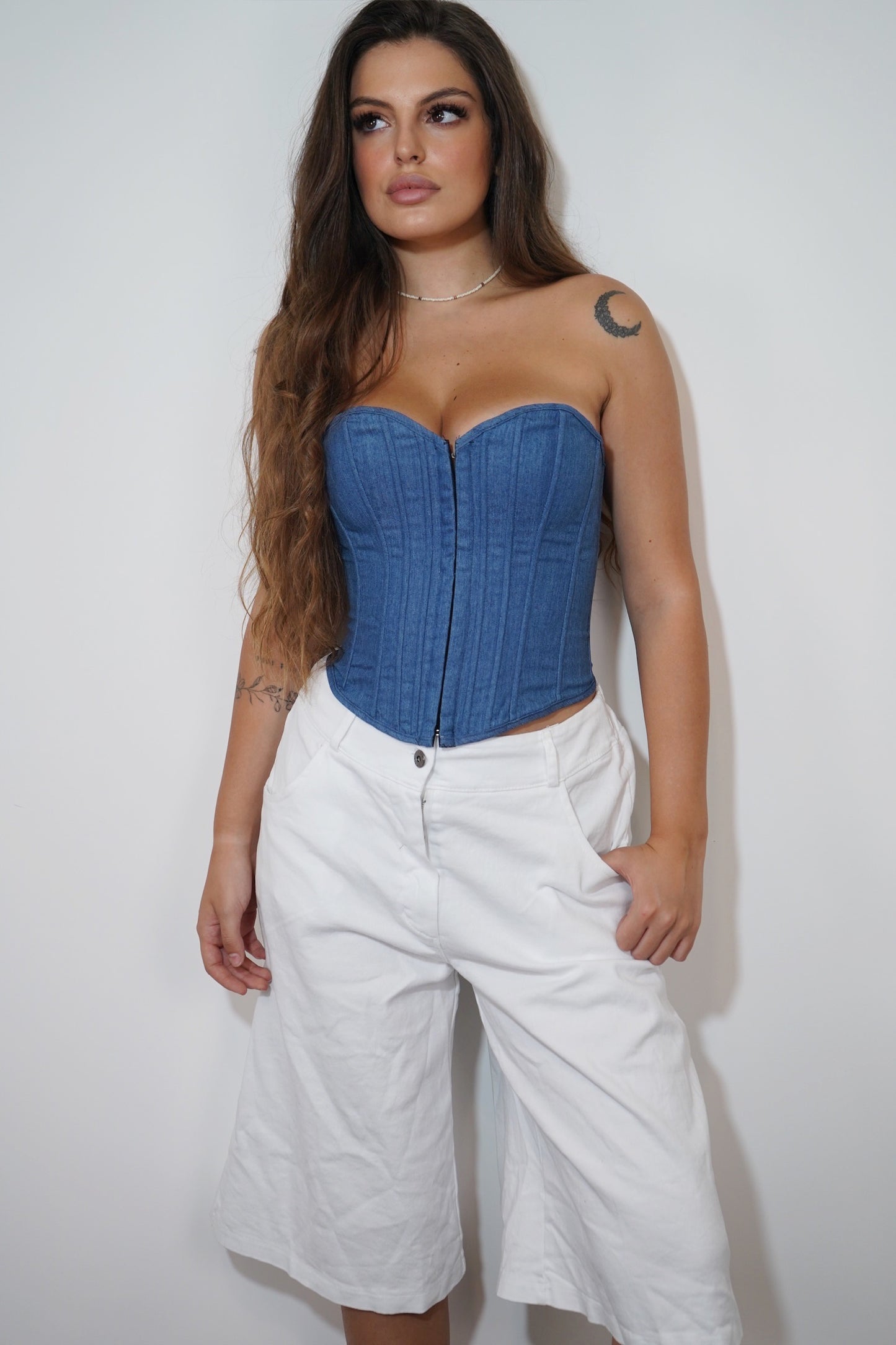 My secrets - Top corsetto denim