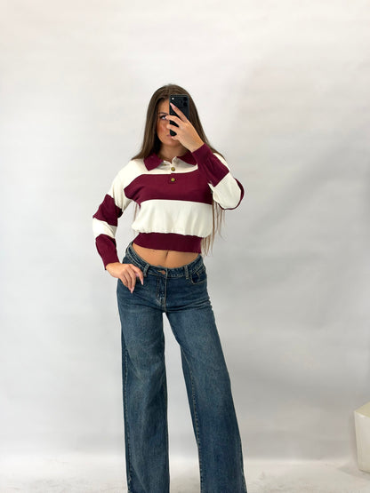 Jeans Swarovski tisk bordeaux
