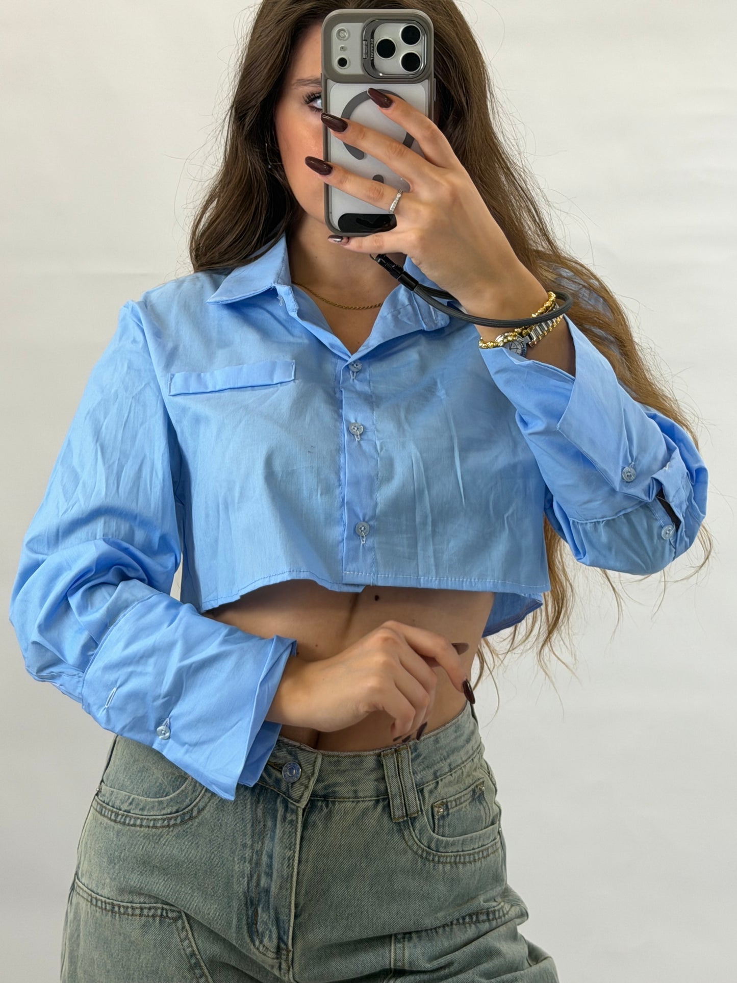 camicia crop deni