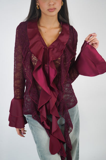 camicia kate raso e pizzo