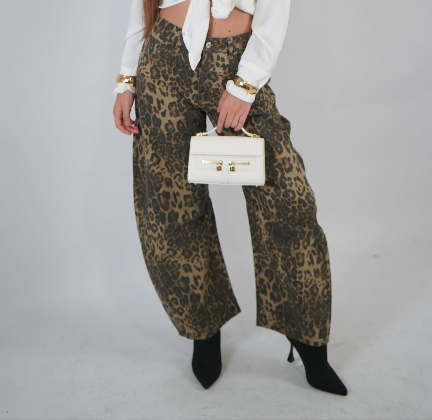 Jeans baggy ballon leopard