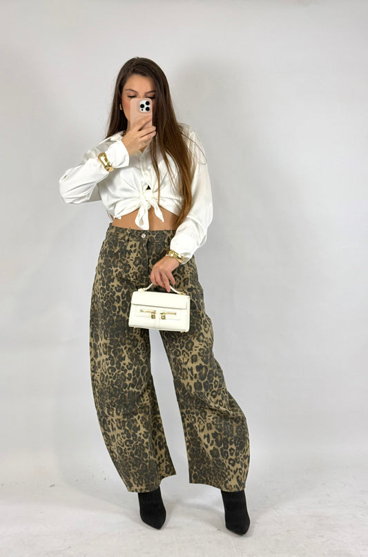 Jeans baggy ballon leopard