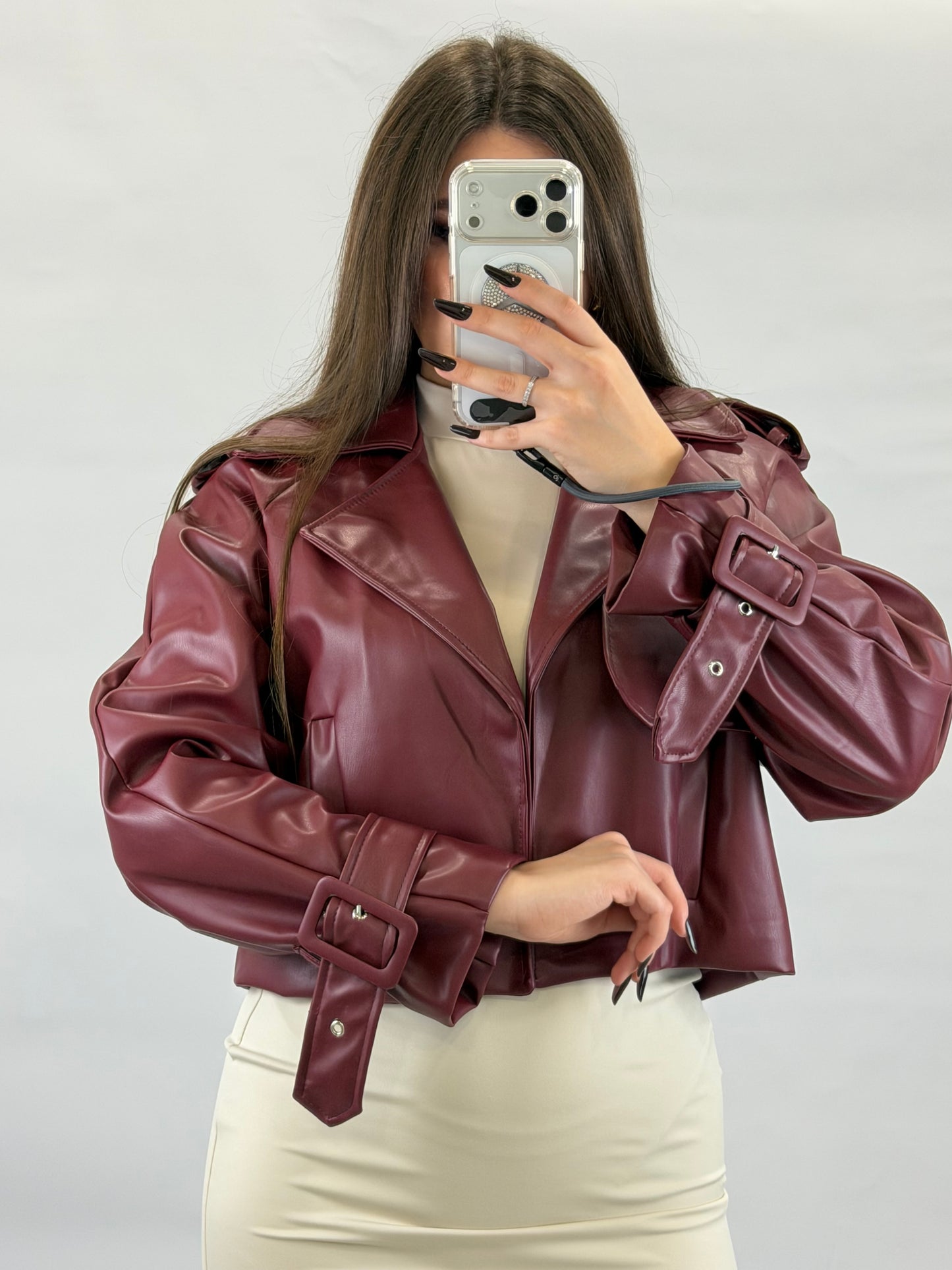 giubbino crop miami in pelle