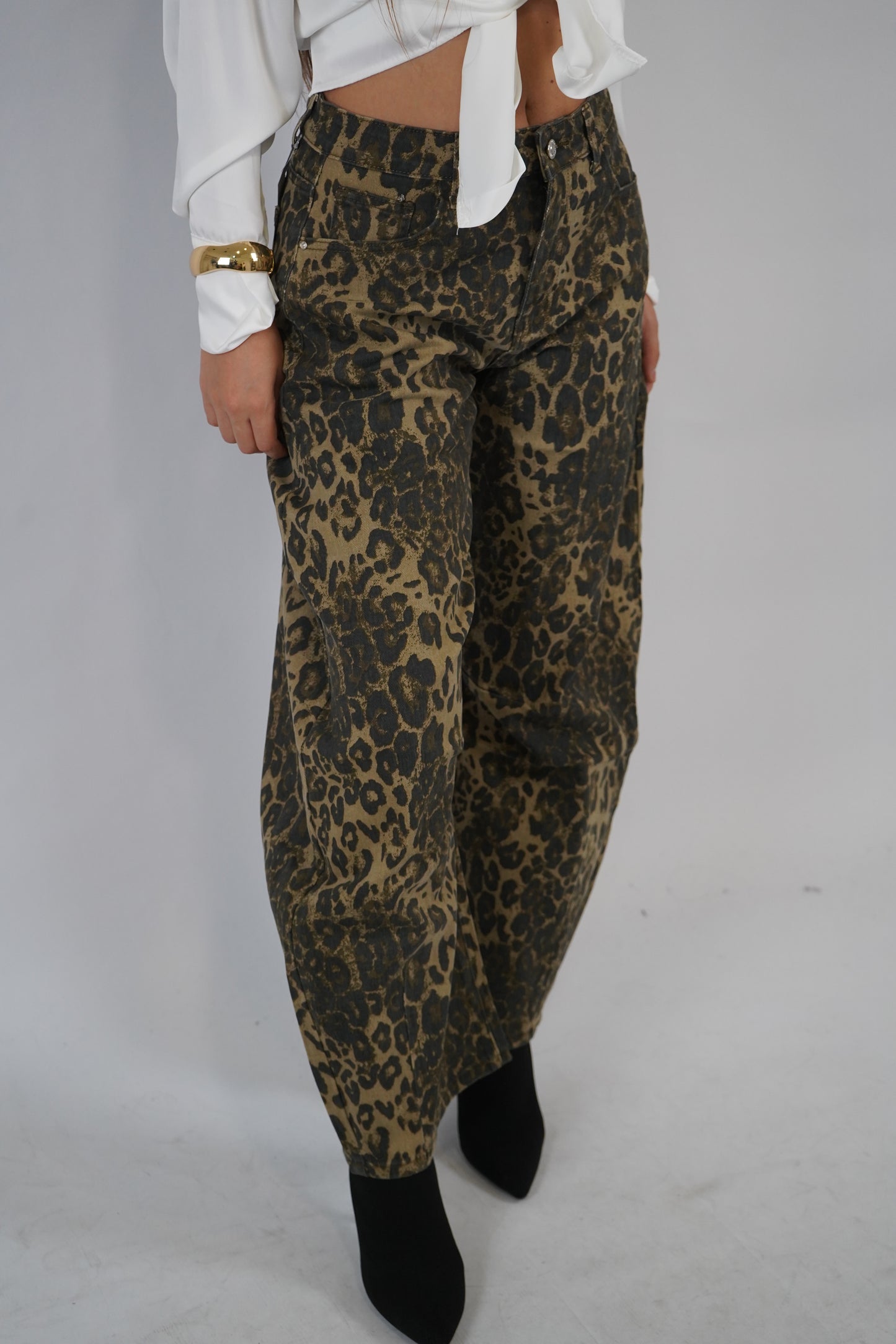 Jeans baggy ballon leopard