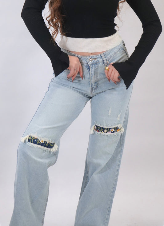 Jeans split flowers
