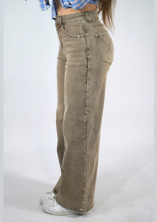 Jeans beige milkshake borchie