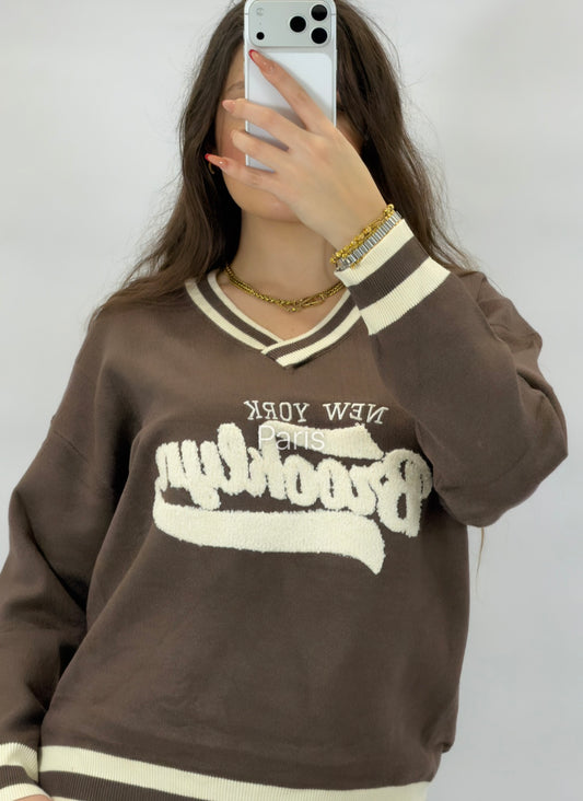 maglione new york brookylin - brown