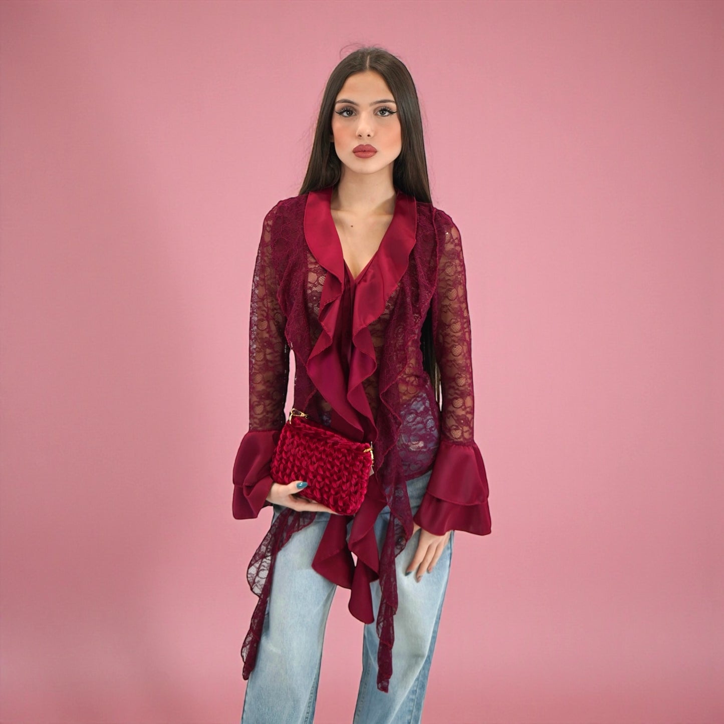 camicia kate raso e pizzo