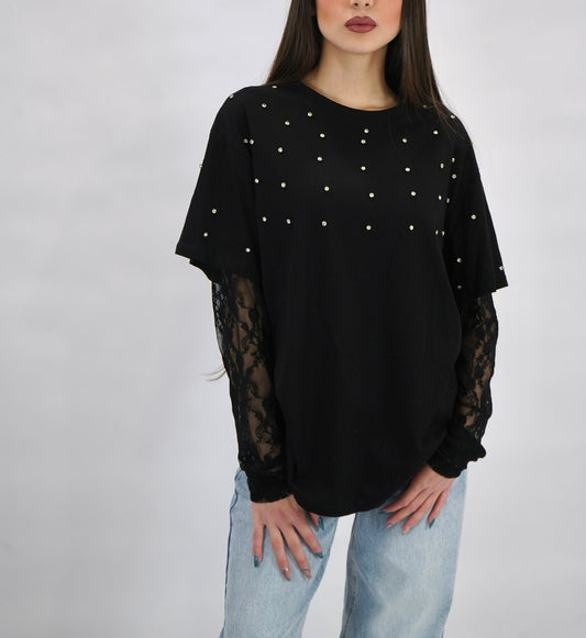 Maglia diamond lace black