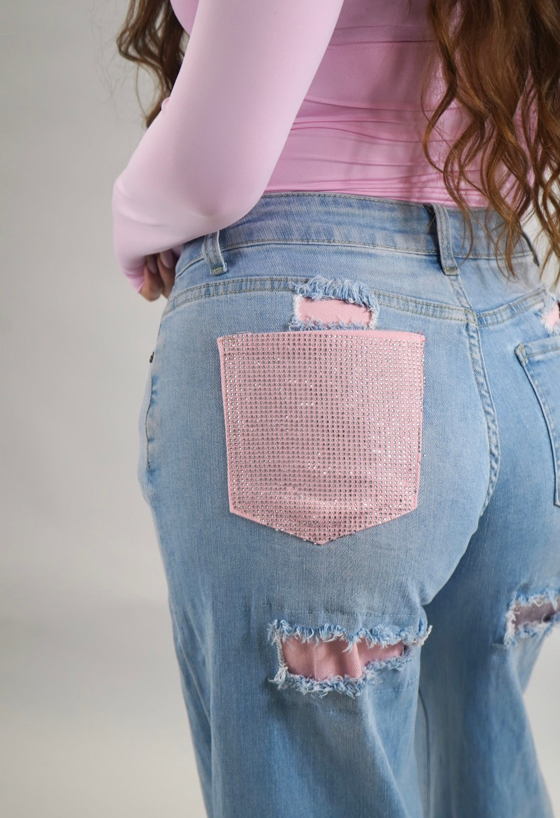 jeans pink pocket