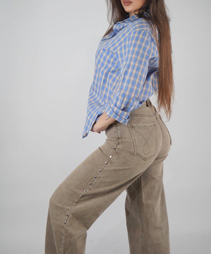 Jeans beige milkshake borchie