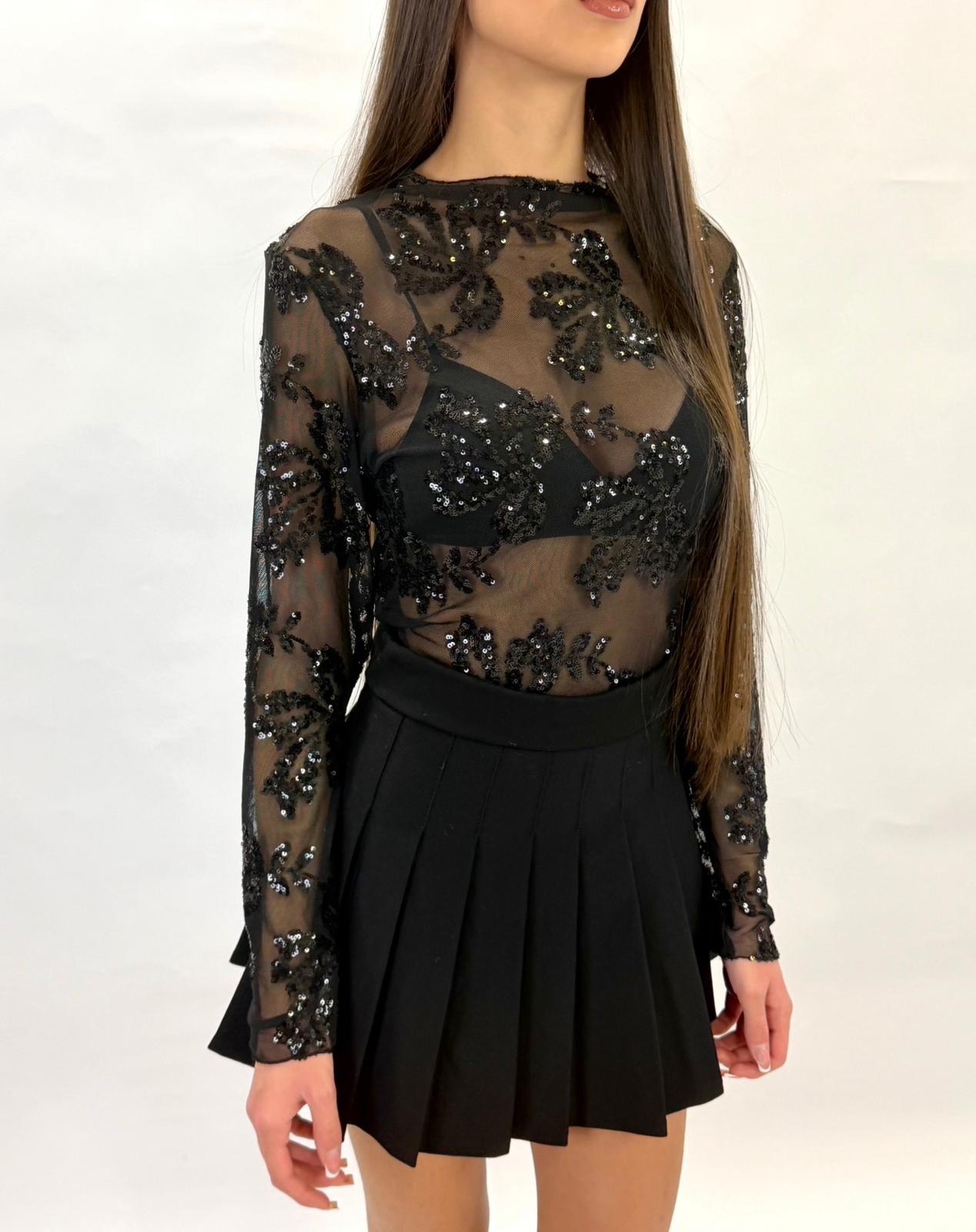 maglia velata glitter flowers