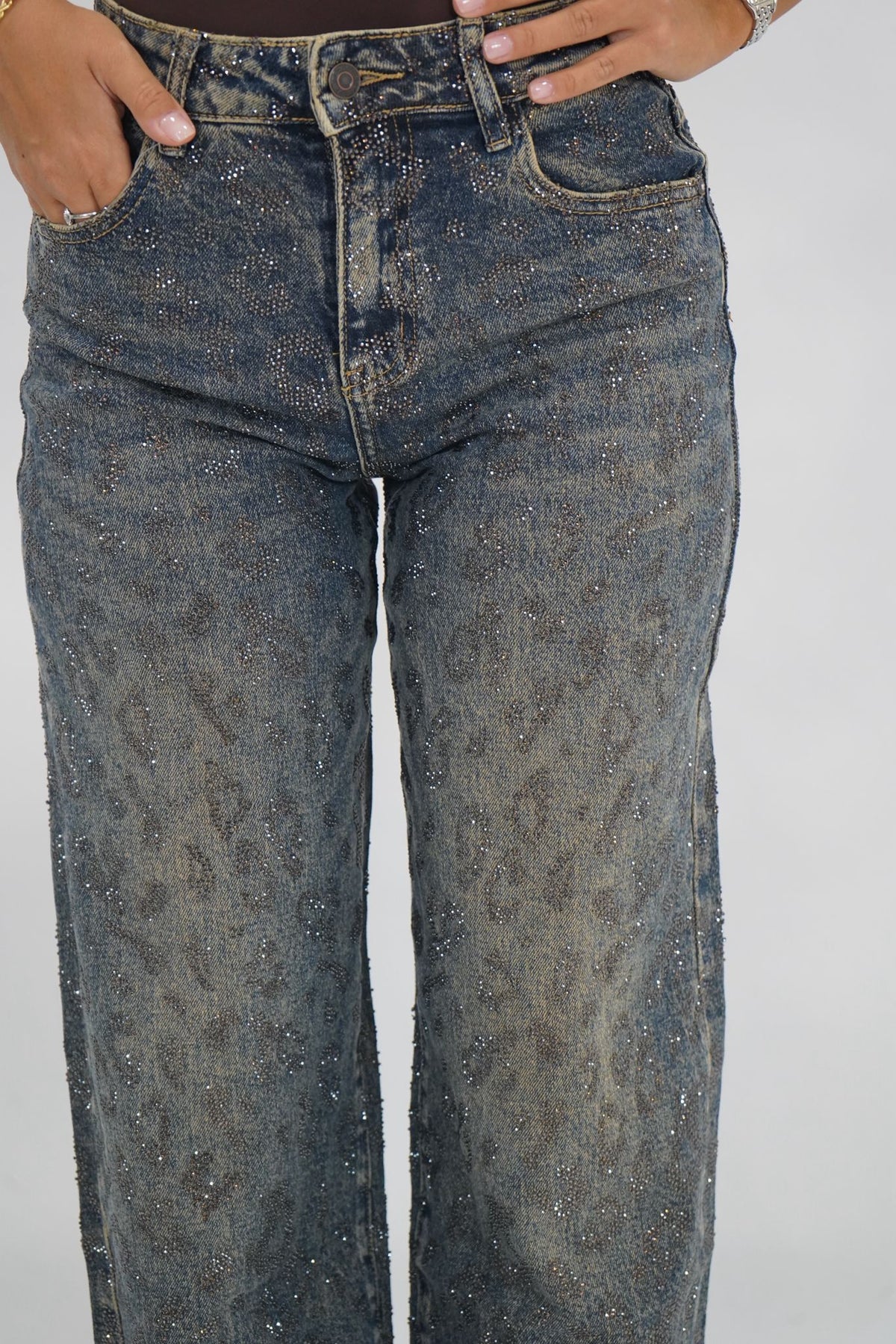 jeans leopard swaroski