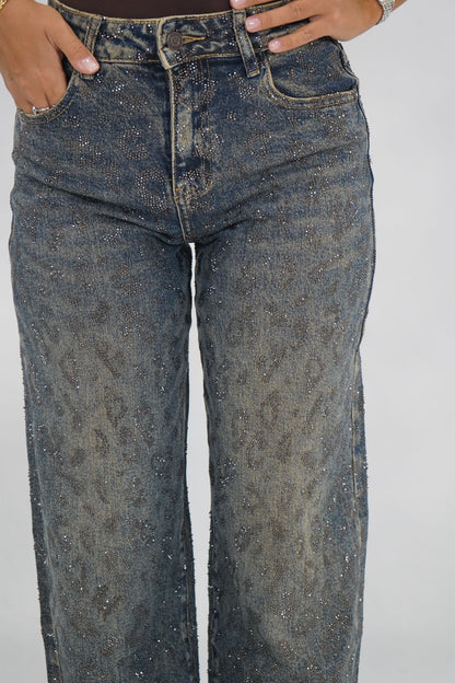 Jeans leopard swaroski