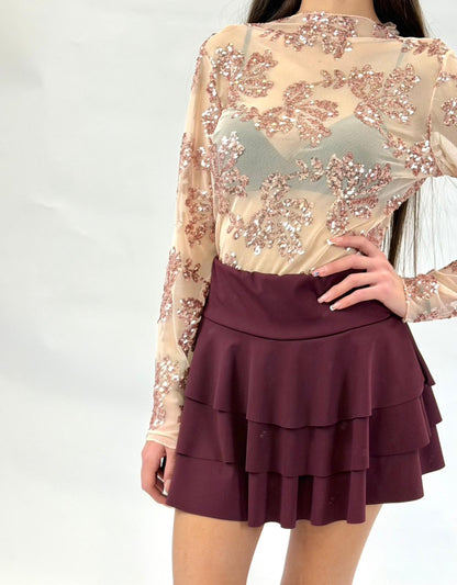 Maglia velata glitter flowers