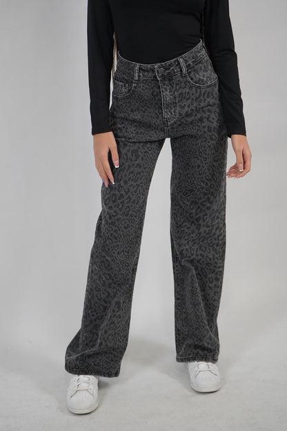 Jeans black leopard