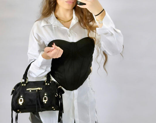 Top giorgia in camoscio